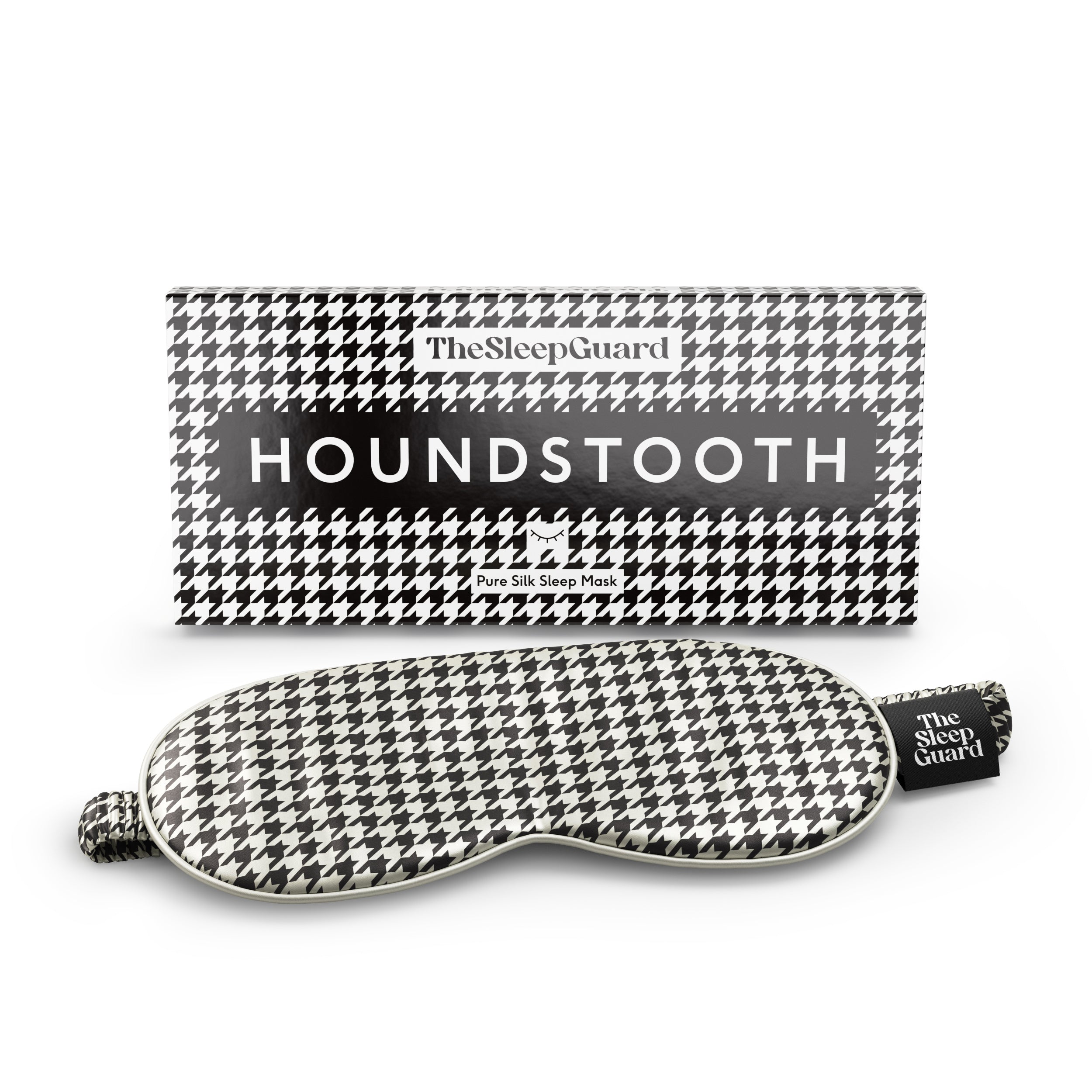 Pure Silk Sleep Mask [100% 6A Mulberry Silk, 22 Momme] - Houndstooth Pattern